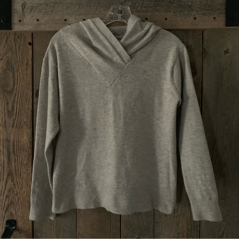 Women’s XS GAP BROOKLYN HOODIE Oatmeal Gray Soft Merino Wool Blend Sweater EXC